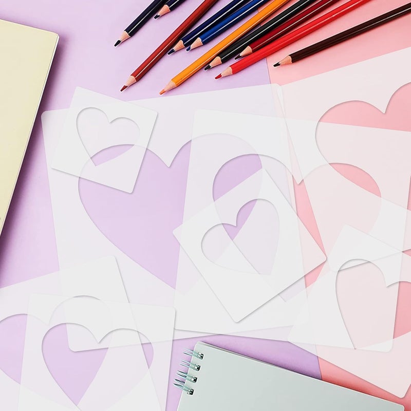 krastmon 8-Piece Heart Stencil Set - Large to Small Sizes, Ideal for Spray Painting & Fabric Wall Art - Image 4